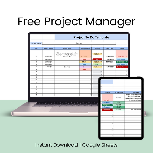 FREE Google Sheets Project To Do Template